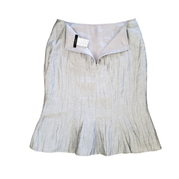 Vintage Louben Crinkled Linen Blend Flounce Skirt in Silver Gray - Picture 2 of 7